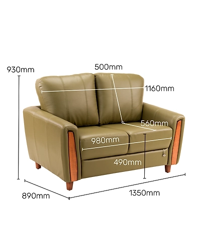 Durian Martha Leatherette 2 Seater Sofa in Cream Beige-4