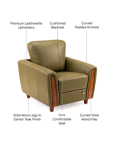 Durian Martha Leatherette 3 Seater Sofa in Cream Beige-3