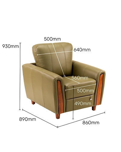 Durian Martha Leatherette 3 Seater Sofa in Cream Beige-2