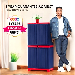 AVRO Star Plastic Cupboard for Storage | Books, Clothes, Crockery & Utensils Organizer | Multipurpose Wardrobe for Adults & Kids | Red & Blue in Color | Ideal for Home, Kitchen, Living Room, & Office