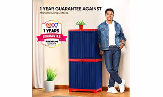 AVRO Star Plastic Cupboard for Storage | Books, Clothes, Crockery & Utensils Organizer | Multipurpose Wardrobe for Adults & Kids | Red & Blue in Color | Ideal for Home, Kitchen, Living Room, & Office