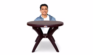AVRO Furniture Alfa Round 4 Seater Dining Table for Dining Room |Indoor and Outdoor |Home Office| Hotel Café and Restaurant|1 Dining Table | Color Brown