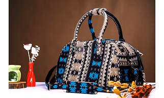 Blue Beige Zig Zag Duffel Bag