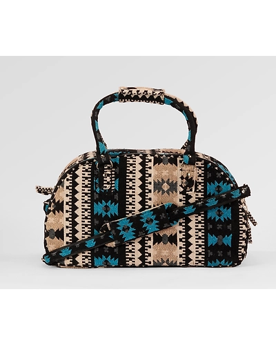 Blue Beige Zig Zag Duffel Bag-3