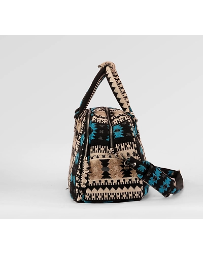 Blue Beige Zig Zag Duffel Bag-2