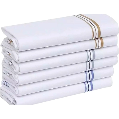 Mens Handkerchief White Border 21 x21 inches