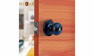 BUCKLER Stainless Steel Round Knob Lock for Hotels, Home, Office- Color-Black Matt