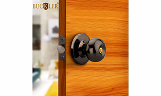 BUCKLER Stainless Steel Round Knob Lock for Hotels, Home, Office- Color-Black Glossy