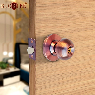 BUCKLER Stainless Steel Round Knob Lock for Hotels, Home, Office- Color-Rose Gold