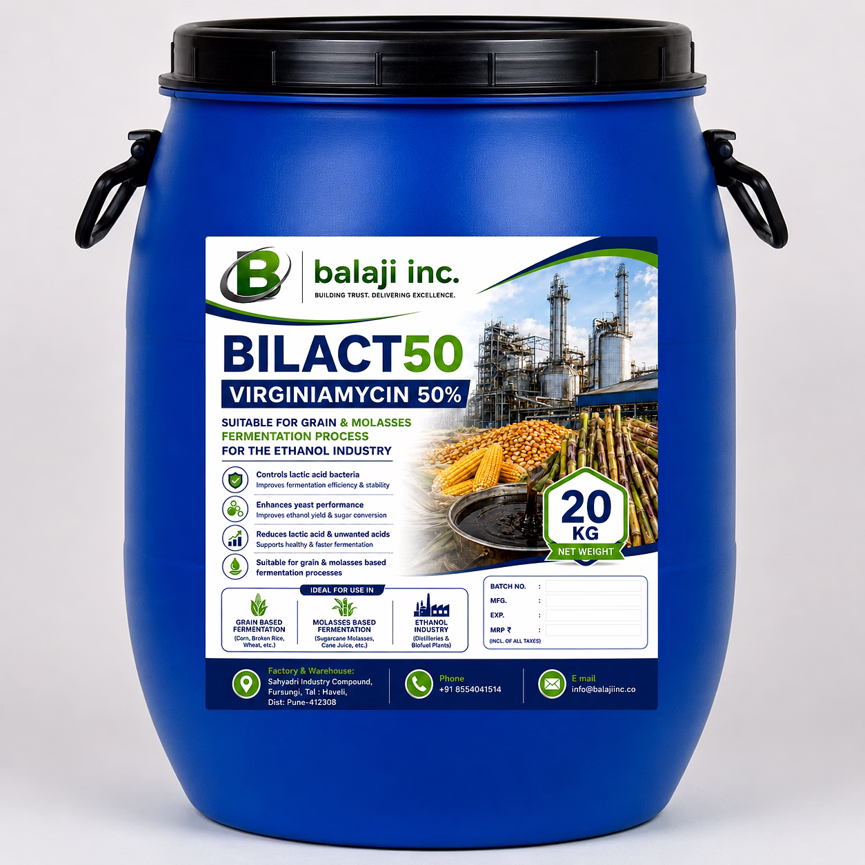 bilact50 - virginiamycin50%, used for grain and molases fermentation process. #grain industry,# molases industry,# ethanol industry,#fermentation process