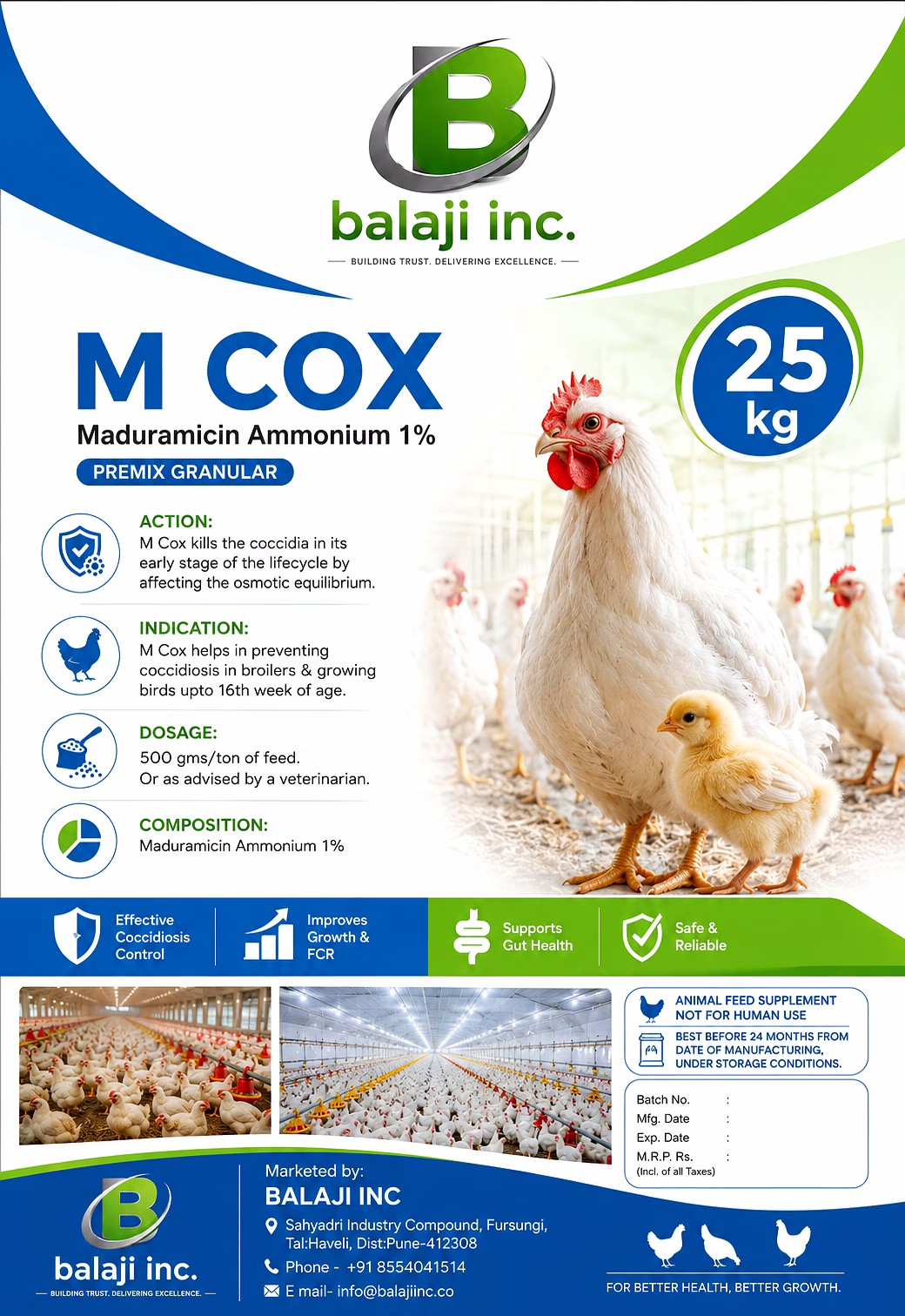 balaji inc m cox 1% - maduramicin ammonium 1% granular
