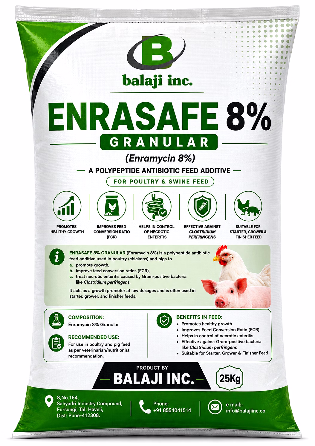 balaji inc enrasafe 8% - 25kg - enramycin hcl