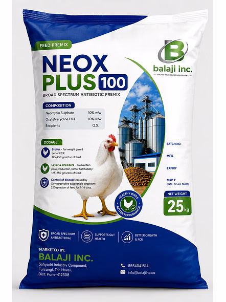 NEOX PLUS100 - Neomycin and Oxytetracycline 10% w/w Broad-Spectrum Antibiotic Pre-mix for Poultry Feed-12889753