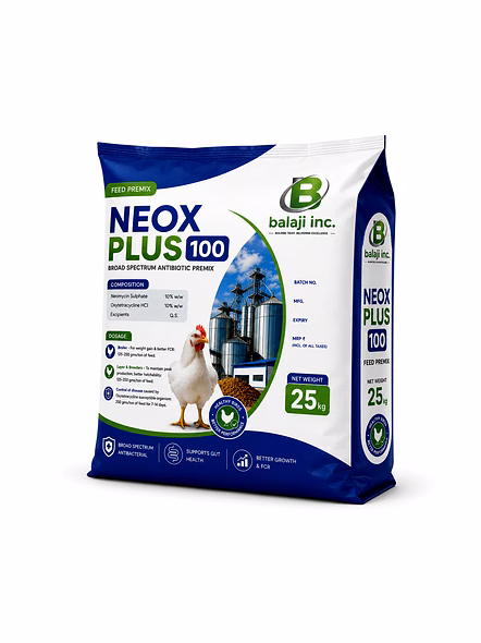 NEOX PLUS100 - Neomycin and Oxytetracycline 10% w/w Broad-Spectrum Antibiotic Pre-mix for Poultry Feed-2