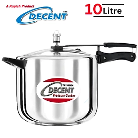 Decent Stainless Steel 10 L Inner Lid Pressure Cooker (Stainless Steel)- Induction Bottom