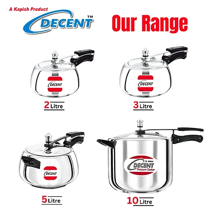 Decent Stainless Steel 10 L Inner Lid Pressure Cooker (Stainless Steel)- Induction Bottom-2