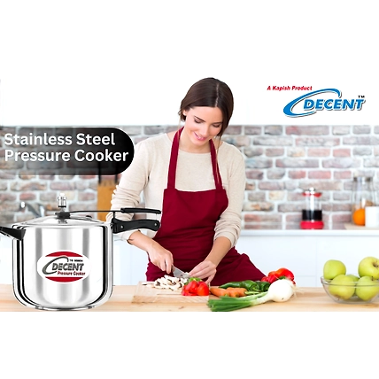 Decent Stainless Steel 10 L Inner Lid Pressure Cooker (Stainless Steel)- Induction Bottom-4