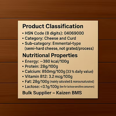 HSN:04069000 &gt; Emmental Cheese-1