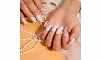 Reflective Pink French Tips Press On Nails Set