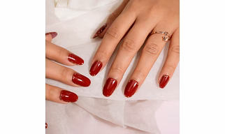 Red Glitter Press On Nails Set