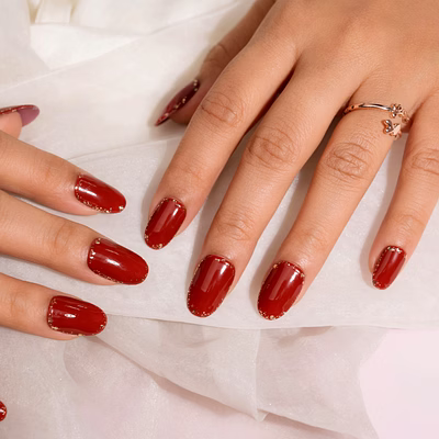nailknack - presson nails red glitter press on nails set