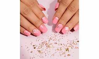 Pink Artificial Nails 3D Flower Nail Art Press-On Nails