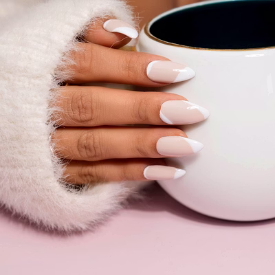 nailknack - presson nails white abstract swirl pattern press on nails set
