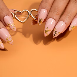 nailknack - presson nails almond nails gold foil french tips presson nails set
