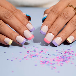 nailknack - presson nails small press-on nails rainbow french tips kit
