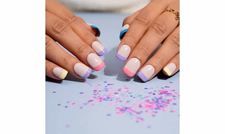 Small Press-On Nails Rainbow French Tips Kit