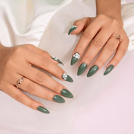 nailknack - presson nails green 3d flowers presson nails set