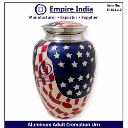 american flag theme aluminum adult cremation urn, patriotic memorial supplier, empire india
