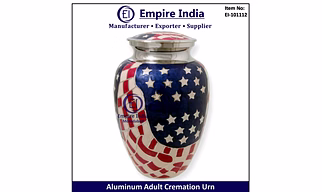 American Flag Theme Aluminum Adult Cremation Urn, Patriotic Memorial Supplier, Empire India
