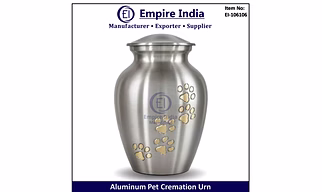 Aluminum Pet Cremation Urn with Paw Print Design, Ash Storage Jar for Pets, Empire India Moradabad
