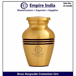 brass keepsake cremation urn small ash storage jar for memorial, funeral, empire india moradabad
