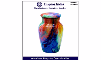 Colorful Aluminum Keepsake Cremation Urn Artistic Ash Storage Memorial Jar Empire India Moradabad
