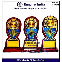 wooden mdf trophy set with decorative design, custom award plaque manufacturer, empire india