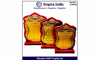 Crown Design Wooden MDF Trophy Set, Royal Award Plaque Manufacturer, Empire India Moradabad