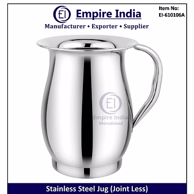 jointless stainless steel jug, premium metal water jug for hotels & catering, empire india moradabad