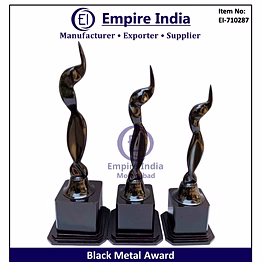 modern black metal award trophy, designer recognition sculpture, empire india moradabad