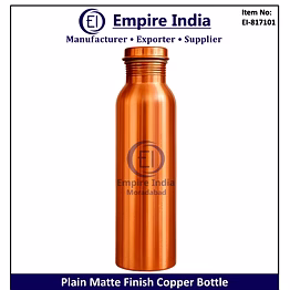 plain matte finish copper water bottle, pure ayurvedic drinkware, empire india moradabad