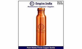 Plain Matte Finish Copper Water Bottle, Pure Ayurvedic Drinkware, Empire India Moradabad