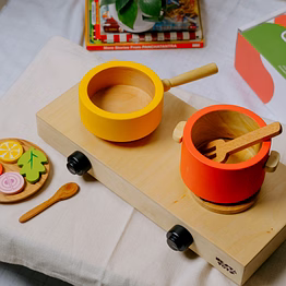 nesta toys wooden gas stove and cooking set toy (10 pcs)