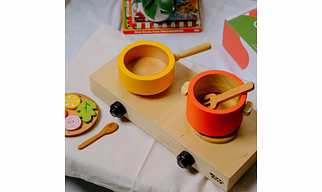 Wooden Gas Stove and Cooking Set Toy (10 Pcs)