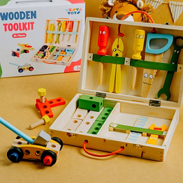 nesta toys wooden tool kit set with tool box (36 pcs)