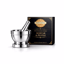 premium stainless steel mortar & pestle set - mirror finish, heavy-duty