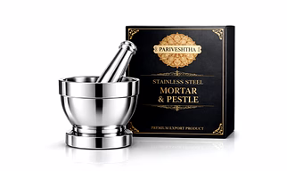 Premium Stainless Steel Mortar & Pestle Set - Mirror Finish, Heavy-Duty