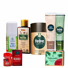 vithoba all in one pack - hair oil + pain oil + kaali balm + manjan 80g + vaijayanthi soap + rootfix 150g + premium 150g