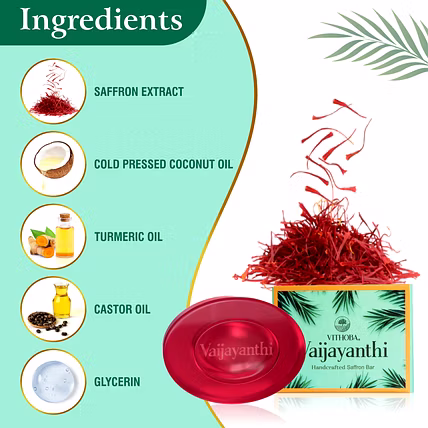 Vithoba Herbal Premium Toothpaste &amp; Vaijayanthi Handcrafted Saffron Soap Bar  Combo Pack - 40g+75g-1