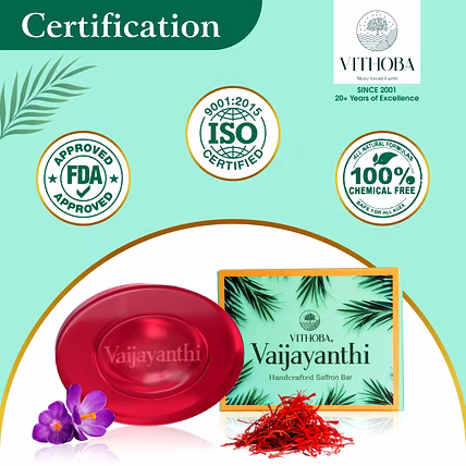 Vithoba Herbal Premium Toothpaste &amp; Vaijayanthi Handcrafted Saffron Soap Bar  Combo Pack - 40g+75g-2